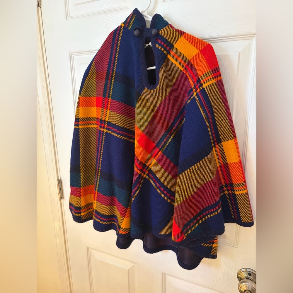 Vintage Multicolor Plaid Cape